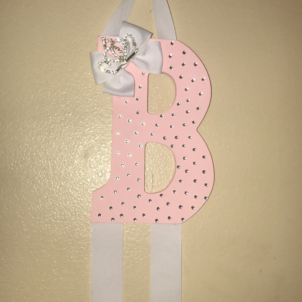 Homemade Bow holder with rhinestones
